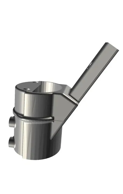 Modelo 3D de um suporte cilíndrico com um braço reforçado